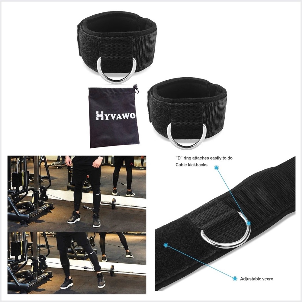 Ankle Straps Neoprene Padded Fitness Wrist Cuffs with D Ring High Strength